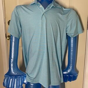 Striped Performance Polo Shirt Medium Men Light Blue